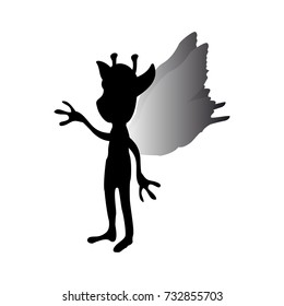 Pixie silhouette mythical animal fantasy. Vector illustration.