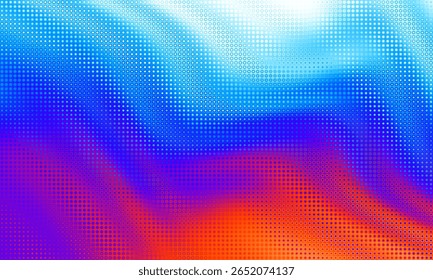 Pixilated abstract Energy background. Halftone effect. Vector image. Small particles with overlay moire effect