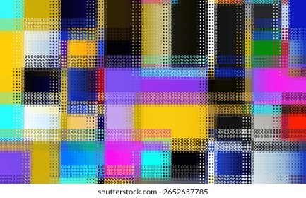 Pixilated abstract Energy background. Halftone effect. Vector image. Small particles with overlay moire effect