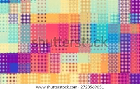 Pixilated abstract Energy background. Halftone effect. Vector image. Small particles with overlay moire effect