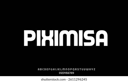 Piximisa Regular vector font alphabet with numbers