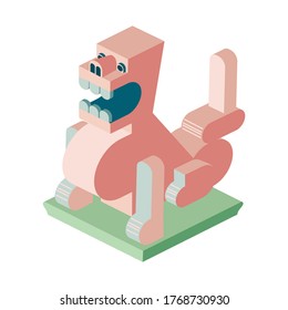 Pixiu, traditional Asian figurine - hand drawn isometric vector illustration.