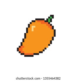 Pixle art mango on a white background
