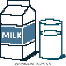 Pixle illustration of delicious fresh milk