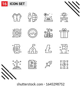 Pixle Perfect Set of 16 Line Icons. Outline Icon Set for Webite Designing and Mobile Applications Interface.