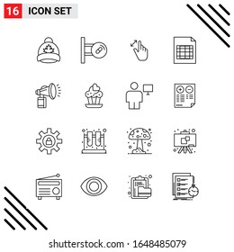 Pixle Perfect Set of 16 Line Icons. Outline Icon Set for Webite Designing and Mobile Applications Interface.