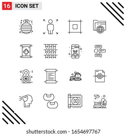 Pixle Perfect Set de 16 Iconos de Línea. Conjunto de iconos de esquema para diseño de sitio web e interfaz de aplicaciones móviles.