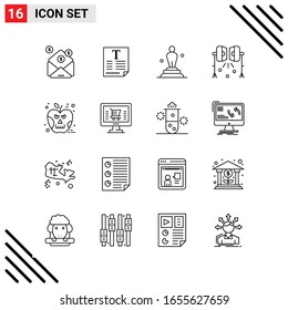 Pixle Perfect Set of 16 Line Icons. Outline Icon Set for Webite Designing and Mobile Applications Interface.