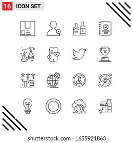 Pixle Perfect Set of 16 Line Icons. Outline Icon Set for Webite Designing and Mobile Applications Interface.