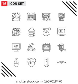 Pixle Perfect Set mit 16 Line Icons. Umriss-Icon-Set für Webite-Designs und mobile Anwendungen-Schnittstelle.