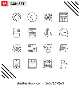 Pixle Perfect Set of 16 Line Icons. Outline Icon Set for Webite Designing and Mobile Applications Interface.