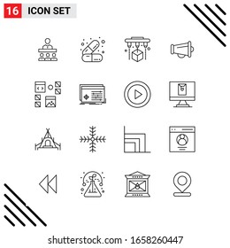 Pixle Perfect Set of 16 Line Icons. Outline Icon Set for Webite Designing and Mobile Applications Interface.