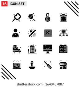 Pixle Perfect Set of 16 Solid Icons. Glyph Icon Set for Webite Designing and Mobile Applications Interface.