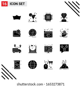 Pixle Perfect Set of 16 Solid Icons. Glyph Icon Set for Webite Designing and Mobile Applications Interface.