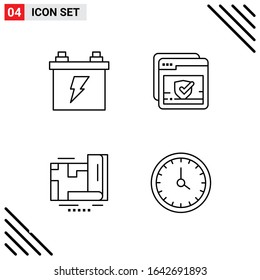 Pixle Perfect Set of 4 Line Icons. Outline Icon Set for Webite Designing and Mobile Applications Interface.