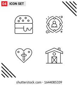 Pixle Perfect Set of 4 Line Icons. Outline Icon Set for Webite Designing and Mobile Applications Interface.