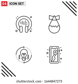 Pixle Perfect Set of 4 Line Icons. Outline Icon Set for Webite Designing and Mobile Applications Interface.