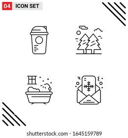Pixle Perfect Set of 4 Line Icons. Outline Icon Set for Webite Designing and Mobile Applications Interface.
