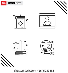 Pixle Perfect Set de 4 Iconos de Línea. Conjunto de iconos de esquema para diseño de sitio web e interfaz de aplicaciones móviles.