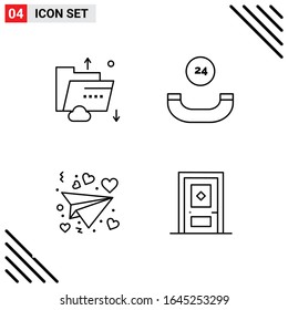Pixle Perfect Set de 4 Iconos de Línea. Conjunto de iconos de esquema para diseño de sitio web e interfaz de aplicaciones móviles.