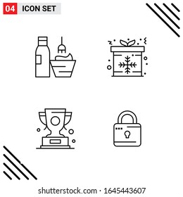 Pixle Perfect Set of 4 Line Icons. Outline Icon Set for Webite Designing and Mobile Applications Interface.