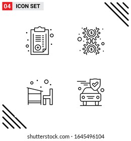 Pixle Perfect Set de 4 Iconos de Línea. Conjunto de iconos de esquema para diseño de sitio web e interfaz de aplicaciones móviles.