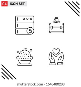 Pixle Perfect Set of 4 Line Icons. Outline Icon Set for Webite Designing and Mobile Applications Interface.