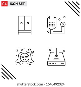 Pixle Perfect Set mit 4 Line Icons. Umriss-Icon-Set für Webite-Designs und mobile Anwendungen-Schnittstelle.