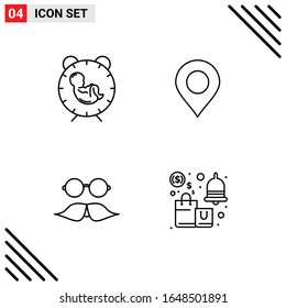 Pixle Perfect Set of 4 Line Icons. Outline Icon Set for Webite Designing and Mobile Applications Interface.
