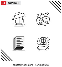 Pixle Perfect Set of 4 Line Icons. Outline Icon Set for Webite Designing and Mobile Applications Interface.