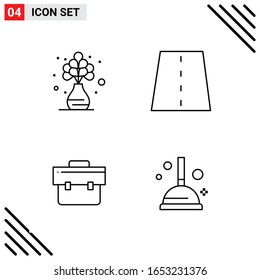 Pixle Perfect Set de 4 Iconos de Línea. Conjunto de iconos de esquema para diseño de sitio web e interfaz de aplicaciones móviles.
