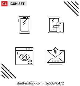 Pixle Perfect Set of 4 Line Icons. Outline Icon Set for Webite Designing and Mobile Applications Interface.