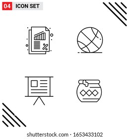 Pixle Perfect Set of 4 Line Icons. Outline Icon Set for Webite Designing and Mobile Applications Interface.