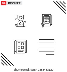 Pixle Perfect Set de 4 Iconos de Línea. Conjunto de iconos de esquema para diseño de sitio web e interfaz de aplicaciones móviles.