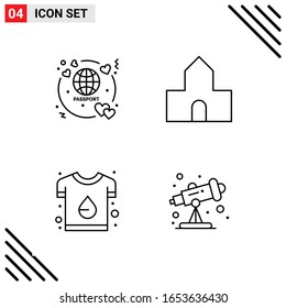 Pixle Perfect Set of 4 Line Icons. Outline Icon Set for Webite Designing and Mobile Applications Interface.