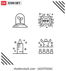 Pixle Perfect Set de 4 Iconos de Línea. Conjunto de iconos de esquema para diseño de sitio web e interfaz de aplicaciones móviles.