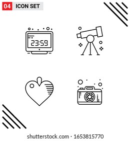 Pixle Perfect Set of 4 Line Icons. Outline Icon Set for Webite Designing and Mobile Applications Interface.