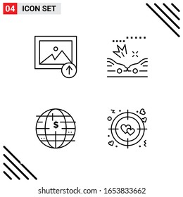 Pixle Perfect Set of 4 Line Icons. Outline Icon Set for Webite Designing and Mobile Applications Interface.