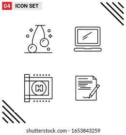 Pixle Perfect Set of 4 Line Icons. Outline Icon Set for Webite Designing and Mobile Applications Interface.