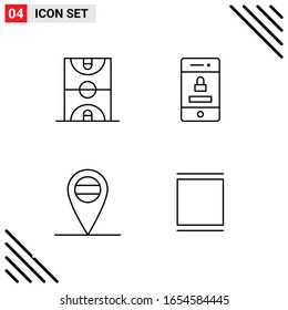 Pixle Perfect Set of 4 Line Icons. Outline Icon Set for Webite Designing and Mobile Applications Interface.