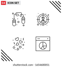 Pixle Perfect Set of 4 Line Icons. Outline Icon Set for Webite Designing and Mobile Applications Interface.