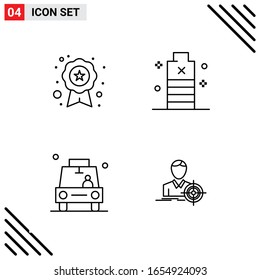 Pixle Perfect Set de 4 Iconos de Línea. Conjunto de iconos de esquema para diseño de sitio web e interfaz de aplicaciones móviles.