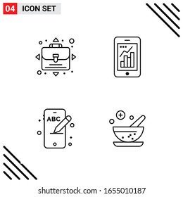 Pixle Perfect Set of 4 Line Icons. Outline Icon Set for Webite Designing and Mobile Applications Interface.