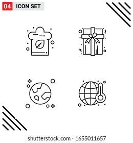 Pixle Perfect Set of 4 Line Icons. Outline Icon Set for Webite Designing and Mobile Applications Interface.