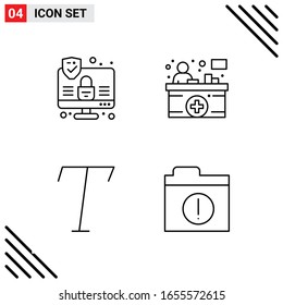Pixle Perfect Set of 4 Line Icons. Outline Icon Set for Webite Designing and Mobile Applications Interface.