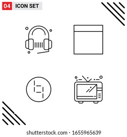 Pixle Perfect Set de 4 Iconos de Línea. Conjunto de iconos de esquema para diseño de sitio web e interfaz de aplicaciones móviles.