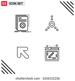 Pixle Perfect Set de 4 Iconos de Línea. Conjunto de iconos de esquema para diseño de sitio web e interfaz de aplicaciones móviles.