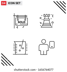 Pixle Perfect Set mit 4 Line Icons. Umriss-Icon-Set für Webite-Designs und mobile Anwendungen-Schnittstelle.