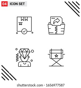 Pixle Perfect Set de 4 Iconos de Línea. Conjunto de iconos de esquema para diseño de sitio web e interfaz de aplicaciones móviles.