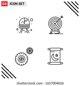 Pixle Perfect Set de 4 Iconos de Línea. Conjunto de iconos de esquema para diseño de sitio web e interfaz de aplicaciones móviles.